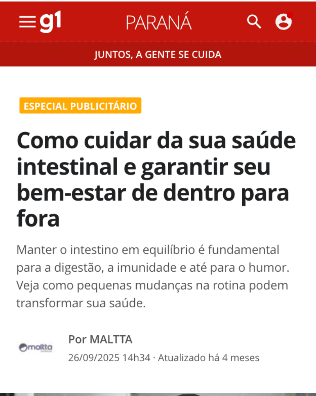 Mídia sobre saúde intestinal