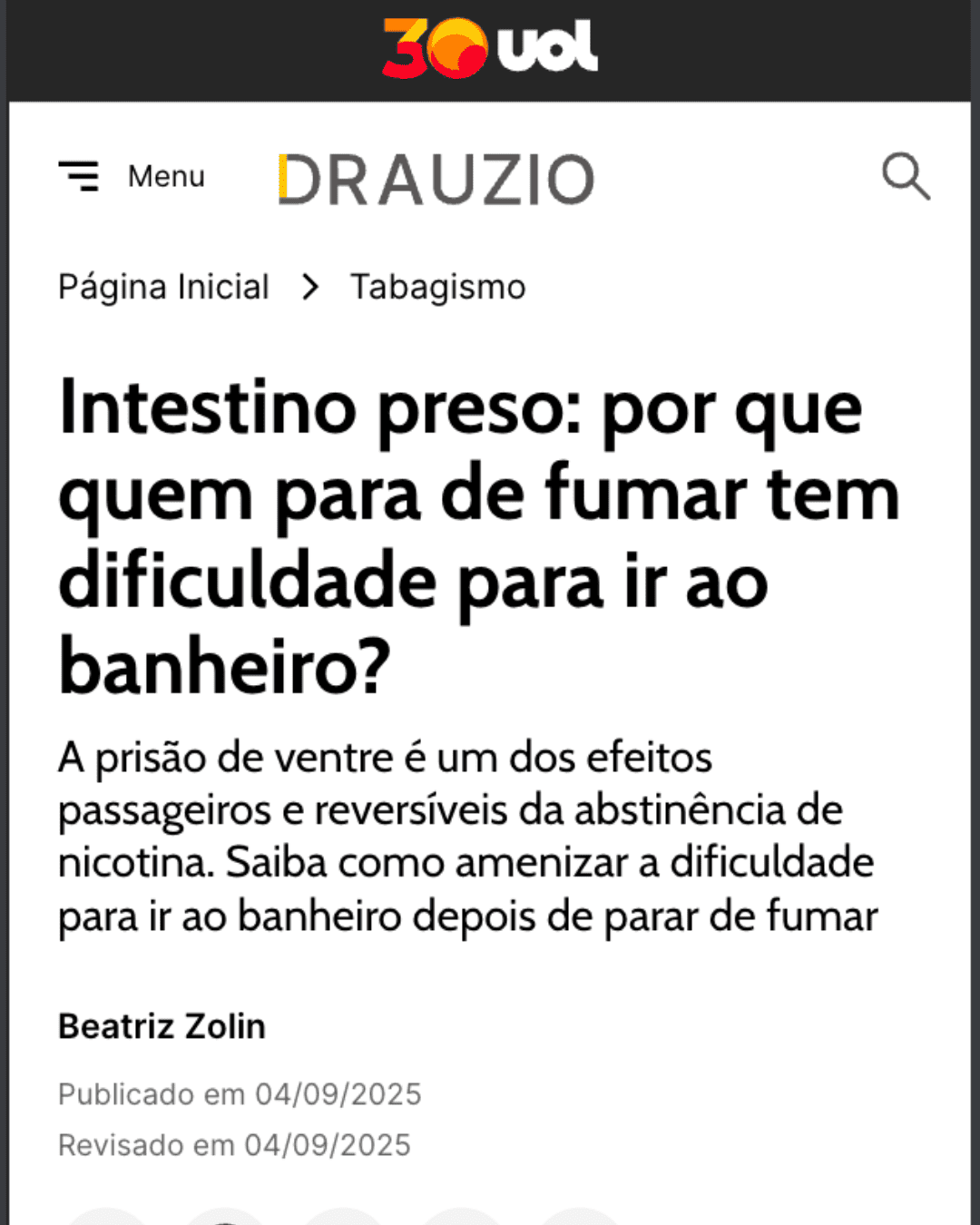 Mídia sobre saúde intestinal